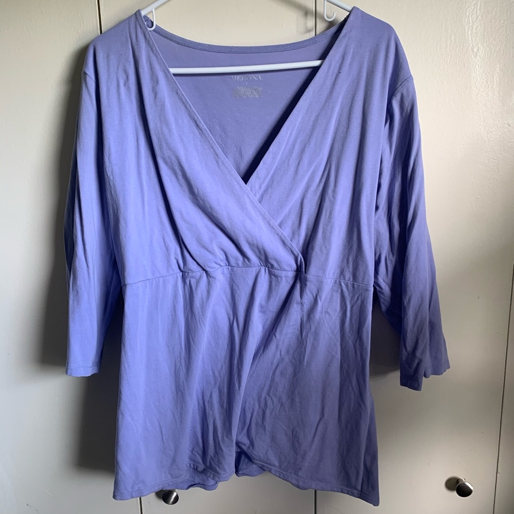 Purple V-Neck with 3/4 Sleeves